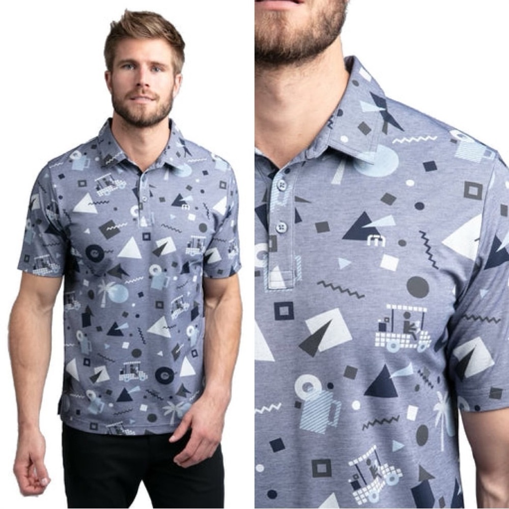 Travis Mathew Men’s Rat Pack Geometric Golf Polo Shirt Shortsleeve Geometric 3XL - Picture 1 of 13